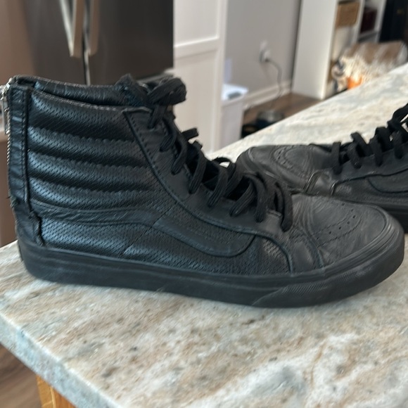 VANS LEATHER ZIP-UP SK8-HI Black zip up and tie women’s 8.5 or men’s 7.0 skate - Picture 14 of 16